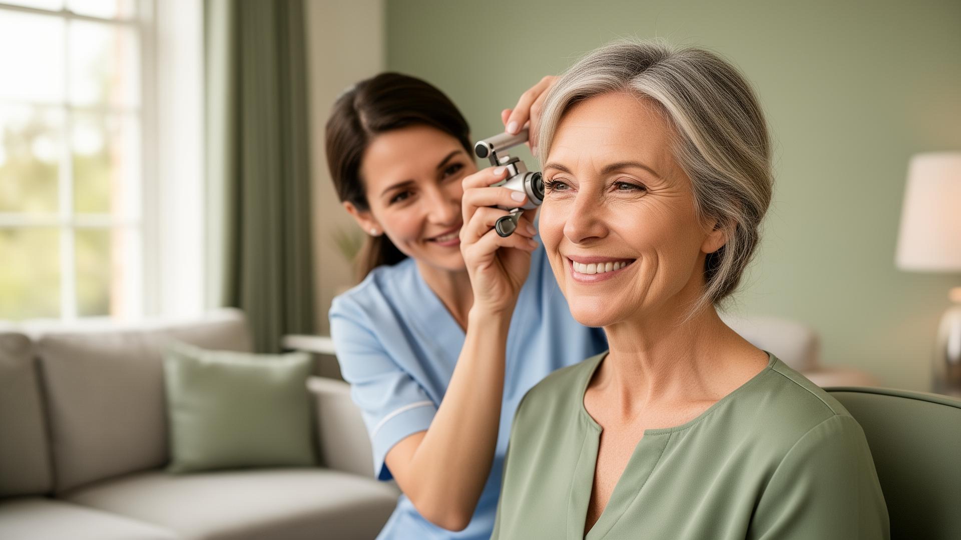 Practitioner performing gentle ear care at home